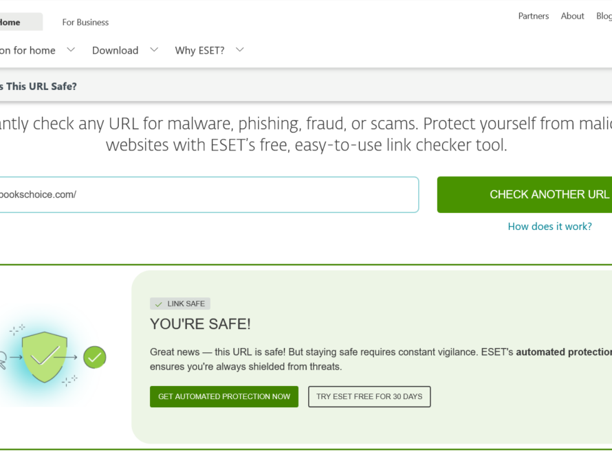EbooksChoice.com is Safe - ESET Link Checker