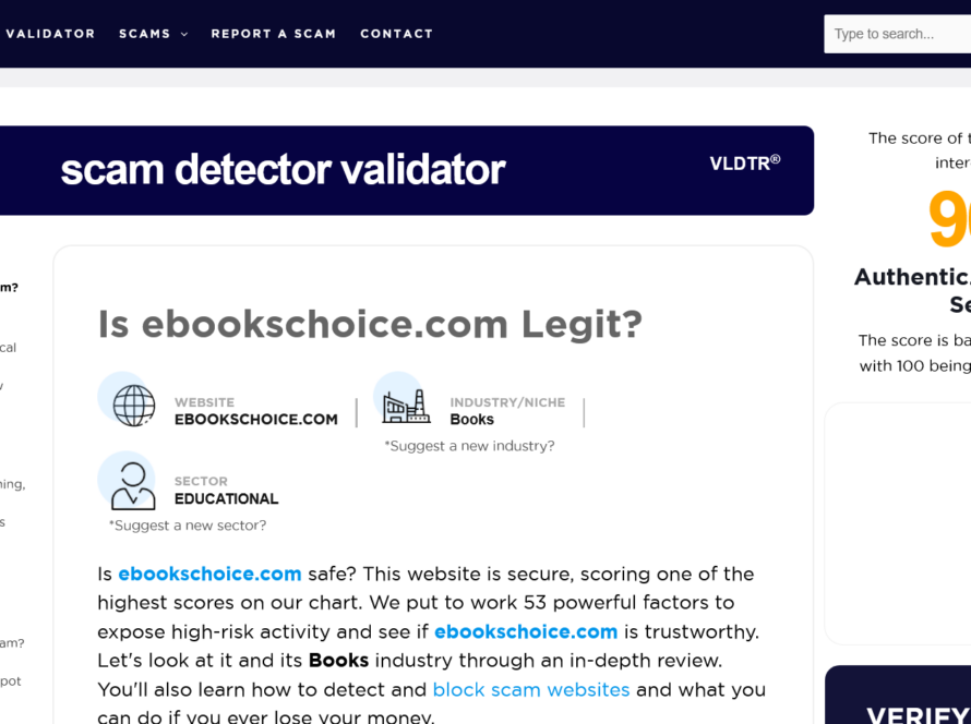 EbooksChoice.com is Legit and Trusted by Scam Detector