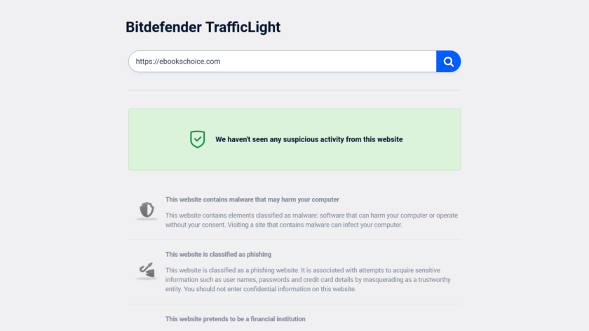 EbooksChoice.com is SAFE and Trusted by Bitdefender