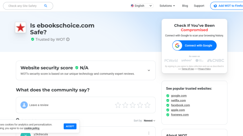EbooksChoice.com is SAFE and Trusted by WOT