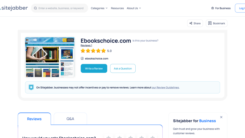 EbooksChoice.com reviews from Sitejabber