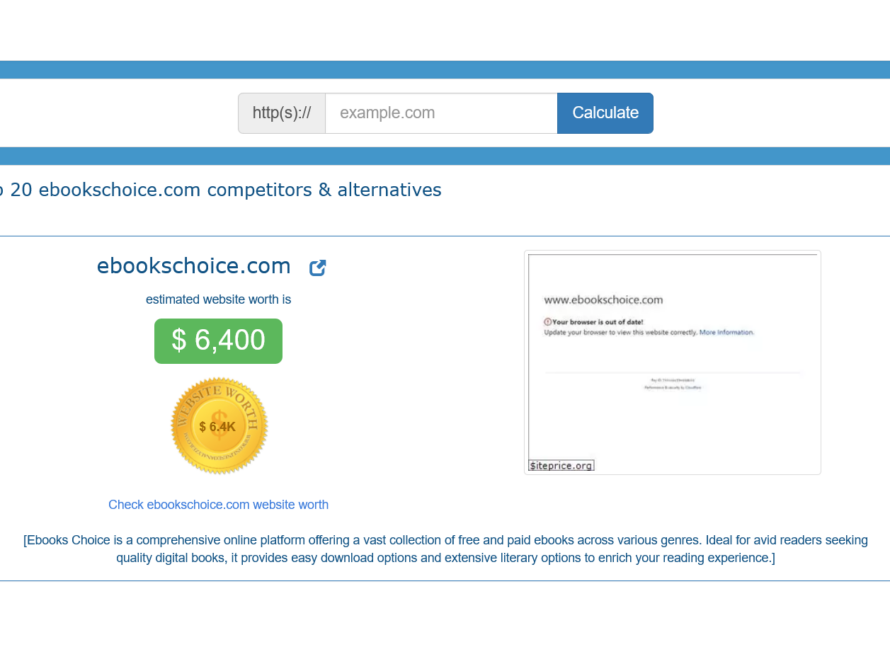 Top 20 Ebookschoice.com competitors and alternatives from Siteprice